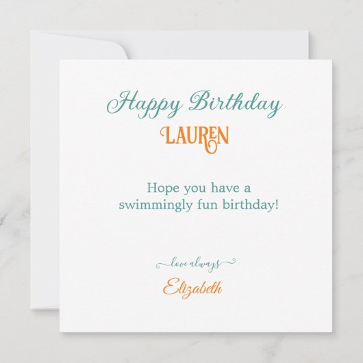 大おもしろいお洒落目の金魚お誕生日ケーキ カード (裏面)