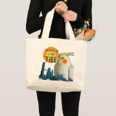 大おもしろいきな可愛い愛鳥の一種 ラージトートバッグ (正面(商品))