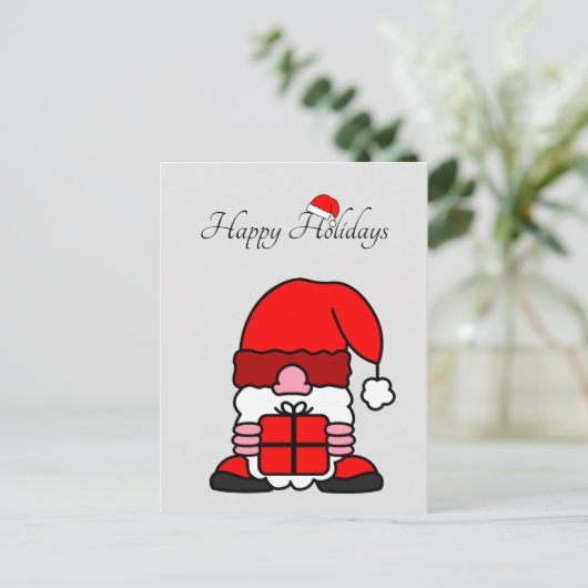 大おもしろいきな帽子をかぶったクリスマスユーモアを持つサンタクロース ポストカード (スタンド正面)