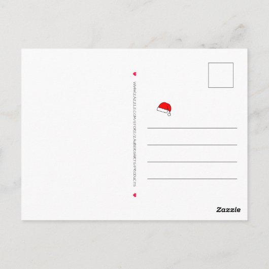 大おもしろいきな帽子をかぶったクリスマスユーモアを持つサンタクロース ポストカード (裏面)