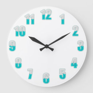 大おもしろいカッコいい半分の数値ティール(緑がかった色) ラージ壁時計