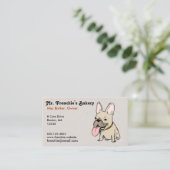 大おもしろいフランスの舌が出るブルドッグ 名刺 (スタンド正面)