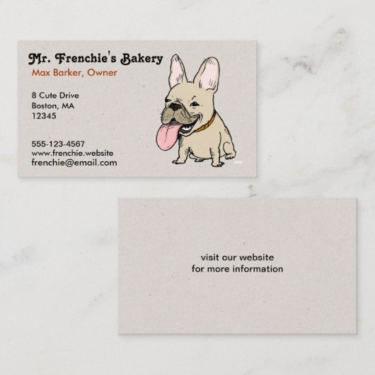 大おもしろいフランスの舌が出るブルドッグ 名刺 (正面/裏面)