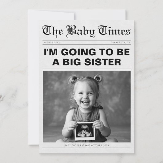 大おもしろい姉妹新聞妊娠 案内状 (正面)
