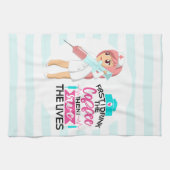 大おもしろい皮下針付ナースことわざ キッチンタオル (横)