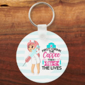 大おもしろい皮下針付ナースことわざ キーホルダー (正面)