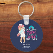 大おもしろい皮下針付ナースことわざ キーホルダー (正面)