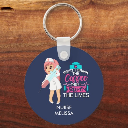 大おもしろい皮下針付ナースことわざ キーホルダー (正面)