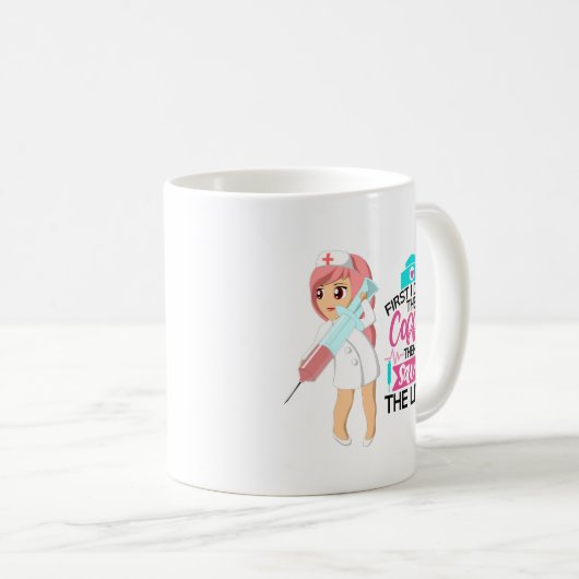 大おもしろい皮下針付ナースことわざ コーヒーマグカップ (正面右)