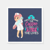 大おもしろい皮下針付ナースことわざ スタンダードカクテルナプキン (正面)