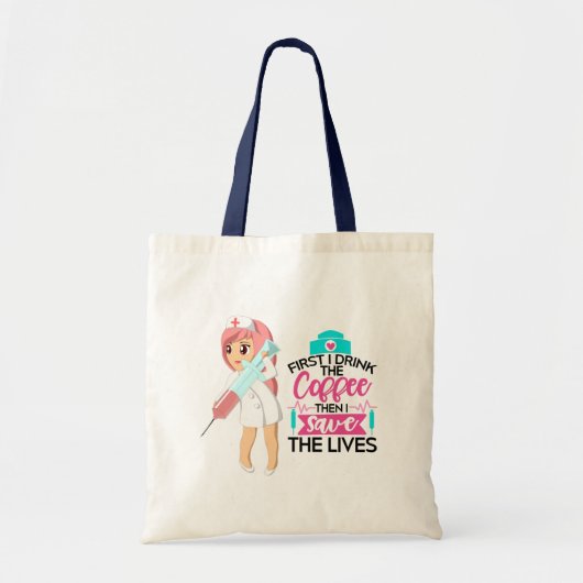 大おもしろい皮下針付ナースことわざ トートバッグ (正面)