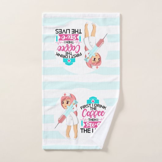 大おもしろい皮下針付ナースことわざ バスタオルセット (ハンドタオル)