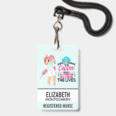 大おもしろい皮下針付ナースことわざ バッジ (ストラップ付き表面)