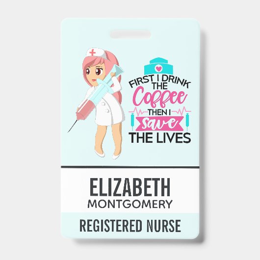 大おもしろい皮下針付ナースことわざ バッジ (表面)