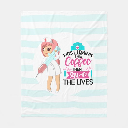 大おもしろい皮下針付ナースことわざ フリースブランケット (正面)