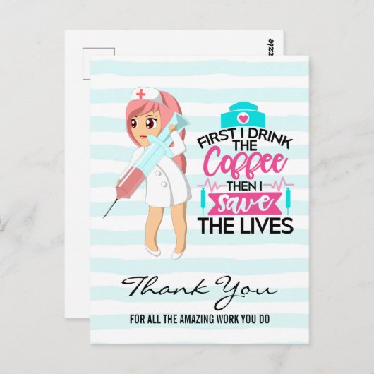 大おもしろい皮下針付ナースことわざ ポストカード (正面/裏面)