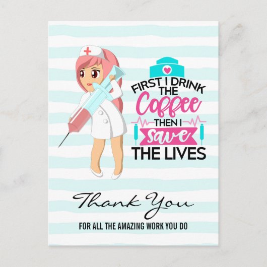 大おもしろい皮下針付ナースことわざ ポストカード (正面)