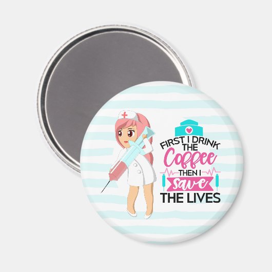 大おもしろい皮下針付ナースことわざ マグネット (正面/裏面)