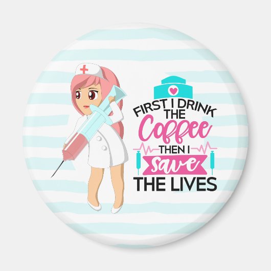 大おもしろい皮下針付ナースことわざ マグネット (正面)