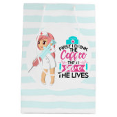 大おもしろい皮下針付ナースことわざ ミディアムペーパーバッグ (裏面)