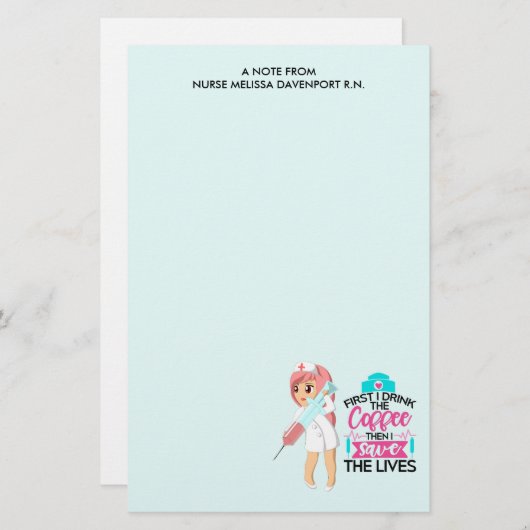 大おもしろい皮下針付ナースことわざ 便箋 (正面/裏面)