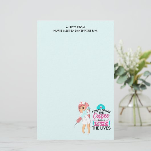 大おもしろい皮下針付ナースことわざ 便箋 (スタンド正面)