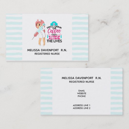 大おもしろい皮下針付ナースことわざ 名刺 (正面/裏面)