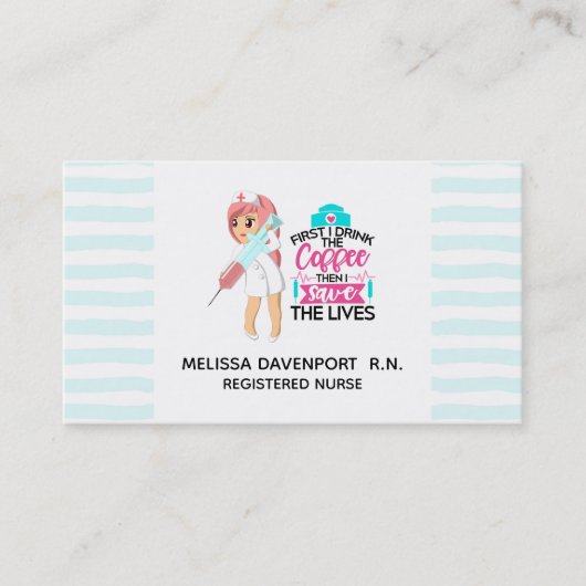 大おもしろい皮下針付ナースことわざ 名刺 (正面)