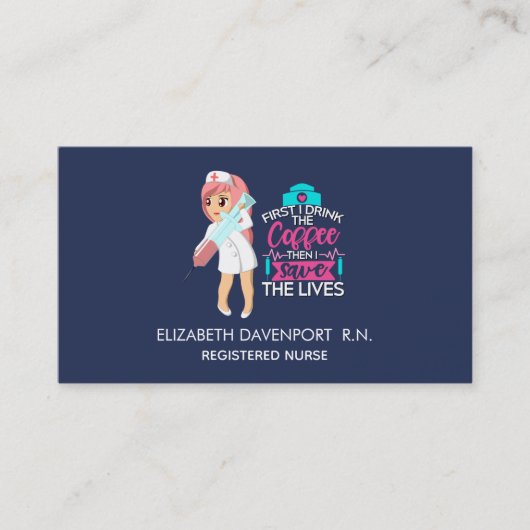 大おもしろい皮下針付ナースことわざ 名刺 (正面)