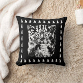大おもしろい目の猫の白黒の枕 クッション (ブランケット)