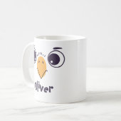 大おもしろい目の鳥顔 コーヒーマグカップ (正面左)