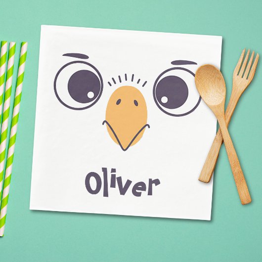 大おもしろい目の鳥顔 スタンダードランチョンナプキン