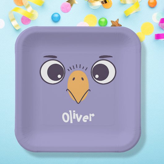 大おもしろい目の鳥顔 ペーパープレート