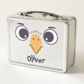 大おもしろい目の鳥顔 メタルランチボックス (裏面)