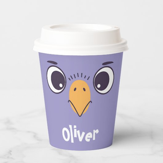 大おもしろい目の鳥顔 紙コップ (正面)