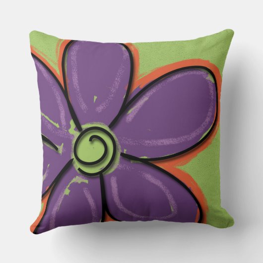大おもしろい紫色彩の鮮やか花 クッション (裏面)