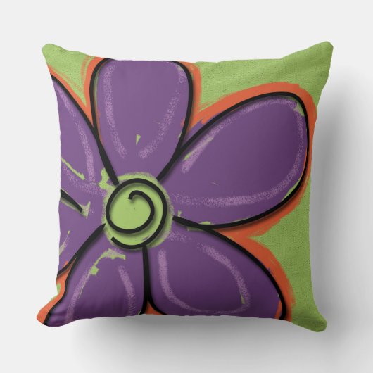 大おもしろい紫色彩の鮮やか花 クッション (正面)