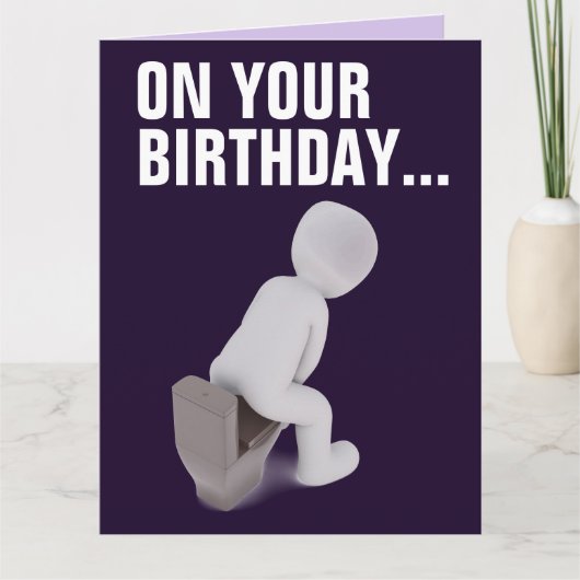 大おもしろい誕生日カード良い排便 カード (正面)