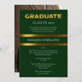 大お洒落学 |緑（ユニv） |金ゴールド卒業パーティー 招待状 (正面/裏面)