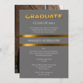 大お洒落学 | Univグレー |金ゴールド卒業パーティー 招待状 (正面/裏面)