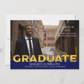 大お洒落学 | Univ写真大学院ブルー |金ゴールド 招待状 (正面)