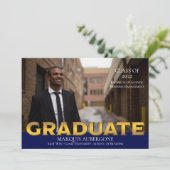 大お洒落学 | Univ写真大学院ブルー |金ゴールド 招待状 (スタンド正面)