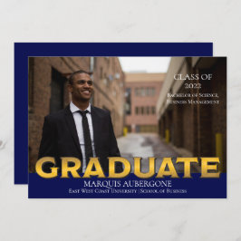 大お洒落学 | Univ写真大学院ブルー |金ゴールド 招待状