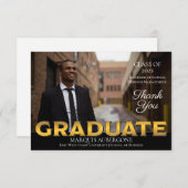 大お洒落学 | Univ Photo Graduate Black |金ゴールド サンキューカード (正面/裏面)