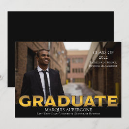 大お洒落学 | Univ Photo Graduate Black |金ゴールド 招待状