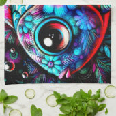 大お洒落目フローラティール（緑がかった色）ピ航海のンク キッチンタオル (折り畳み)