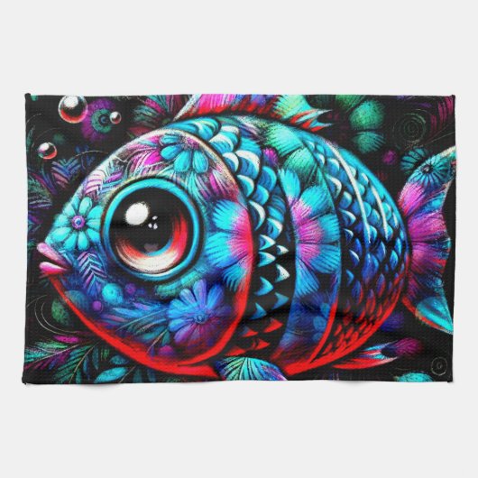 大お洒落目フローラティール（緑がかった色）ピ航海のンク キッチンタオル (横)