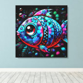 大お洒落目フローラティール（緑がかった色）ピ航海のンク キャンバスプリント (インサイチュ (ウッドフロア))