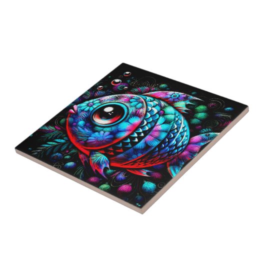 大お洒落目フローラティール（緑がかった色）ピ航海のンク タイル (側面)