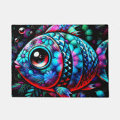 大お洒落目フローラティール（緑がかった色）ピ航海のンク ドアマット (正面)